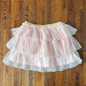 Carter's Toddler Girls Pink Tiered Tulle Skirt with Gold Glitter Waistband - 2T